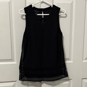 AB Studio Black Sleeveless Lace-Hem Camisole